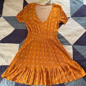 Idyllwind Orange and White Horseshoe Print Dress Size Medium